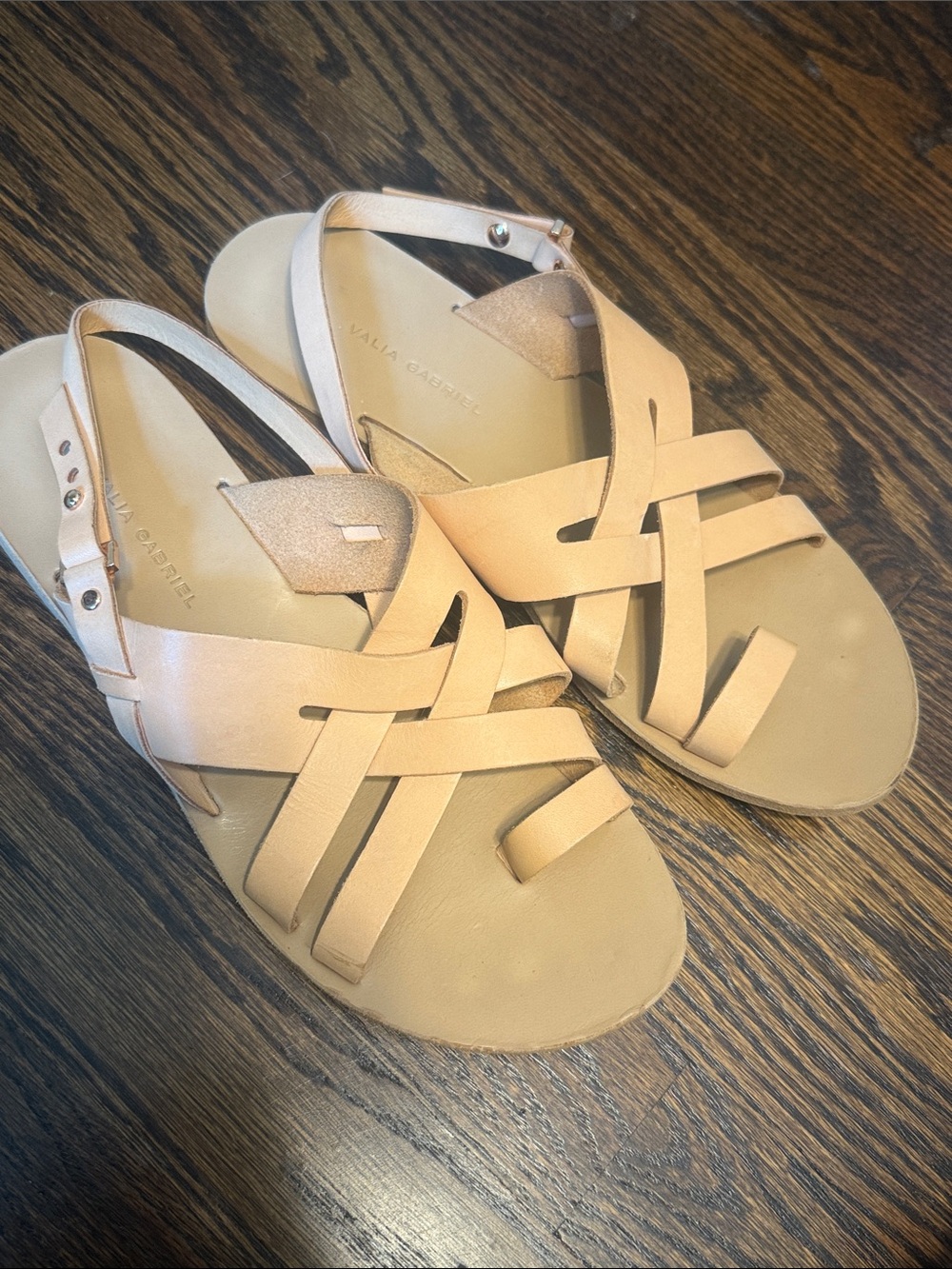 Women’s Neutral Crisscross Leather Slingback Sandals
